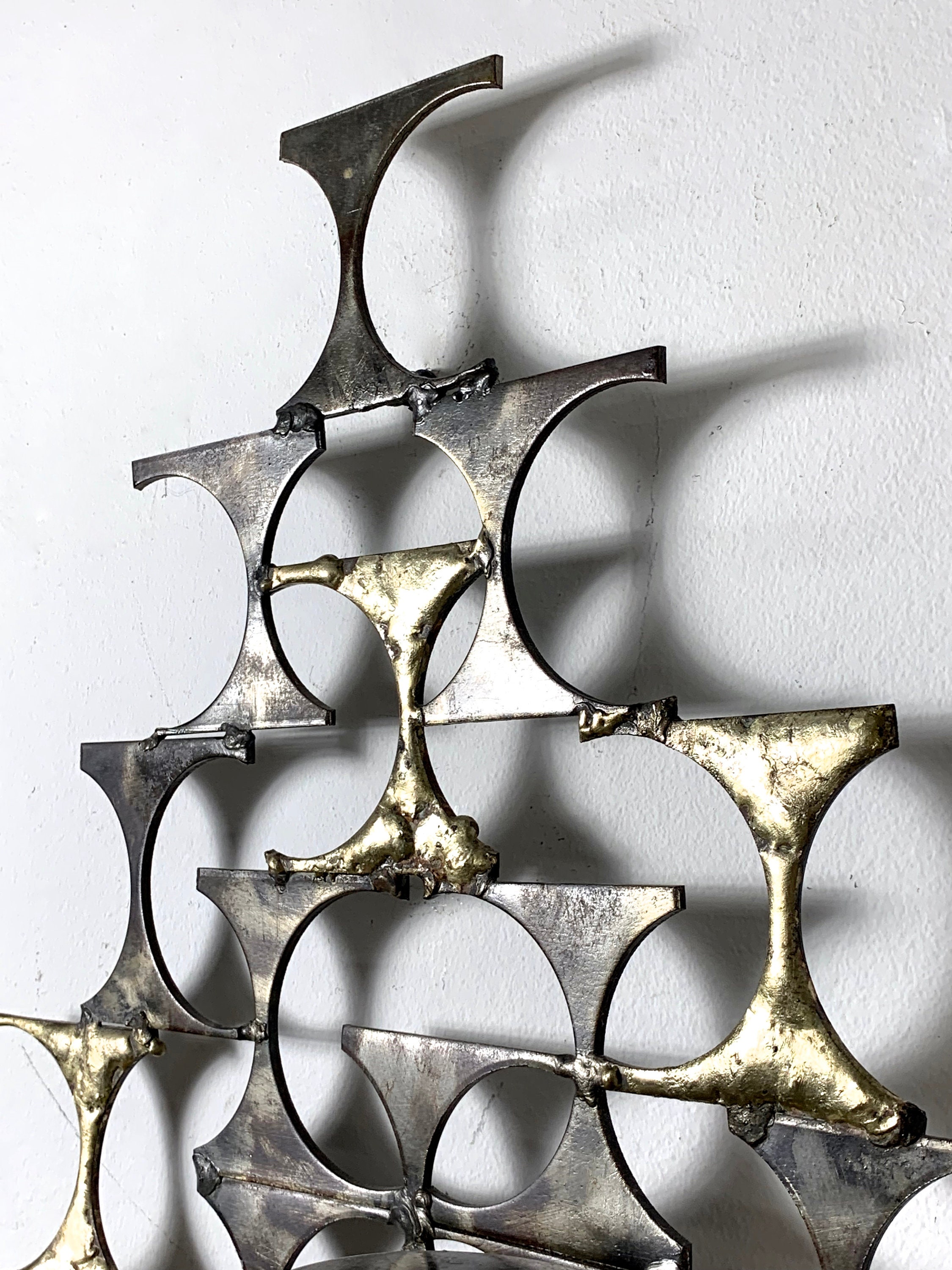 Mid Century Brutalist Candle Holder Wall Sculpture 1970's