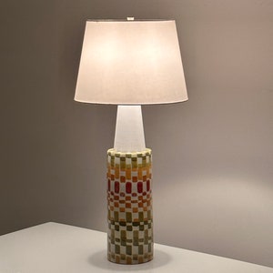 Large Vintage Aldo Londi for Bitossi Rare Hand Painted Colorful Mosaic Lamp 1960s Mid Century Modern Italian image 3