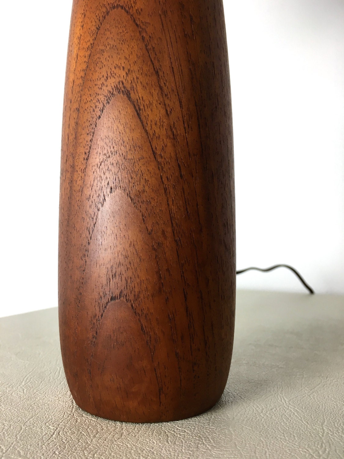 Vintage Mid Century Danish Modern Single Solid Turned Teak Table Lamp