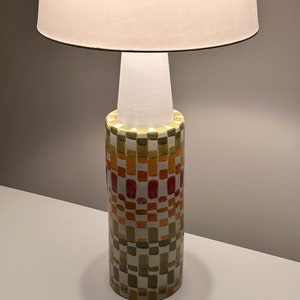 Large Vintage Aldo Londi for Bitossi Rare Hand Painted Colorful Mosaic Lamp 1960s Mid Century Modern Italian image 6