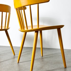 Vintage Pair Yellow Spindle Back Danish Chairs 1960s Mid Century Modern Scandinavian image 6