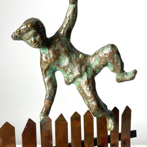 Vintage Curtis Jere Sculpture Bronze Boy Copper Fence 1972 image 5