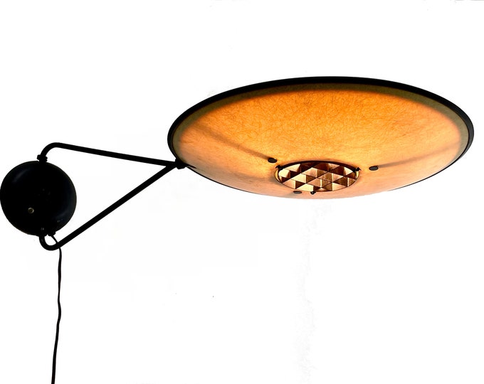 Mitchell Bobrick Controlight Wall Mount Articulating Saucer Sconce Lamp 1950s Mid Century Modern Rare Vintage