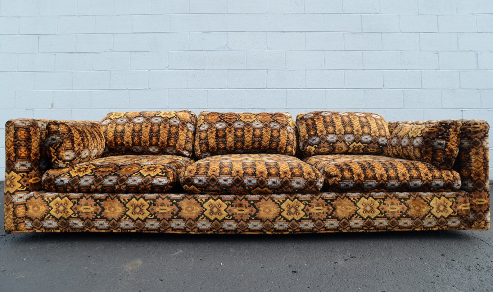 Vintage 70's Velvet Patterened Sofa Tuxedo Style Sofa Etsy