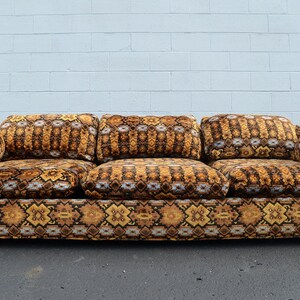 Vintage 70's Velvet Patterened Sofa Tuxedo Style Sofa Attributed To Milo Baughman For Thayer Coggin image 2