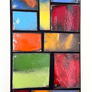 Contemporary Modern Abstract Enameled Copper Mosaic Wall Hanging Sculpture image 6