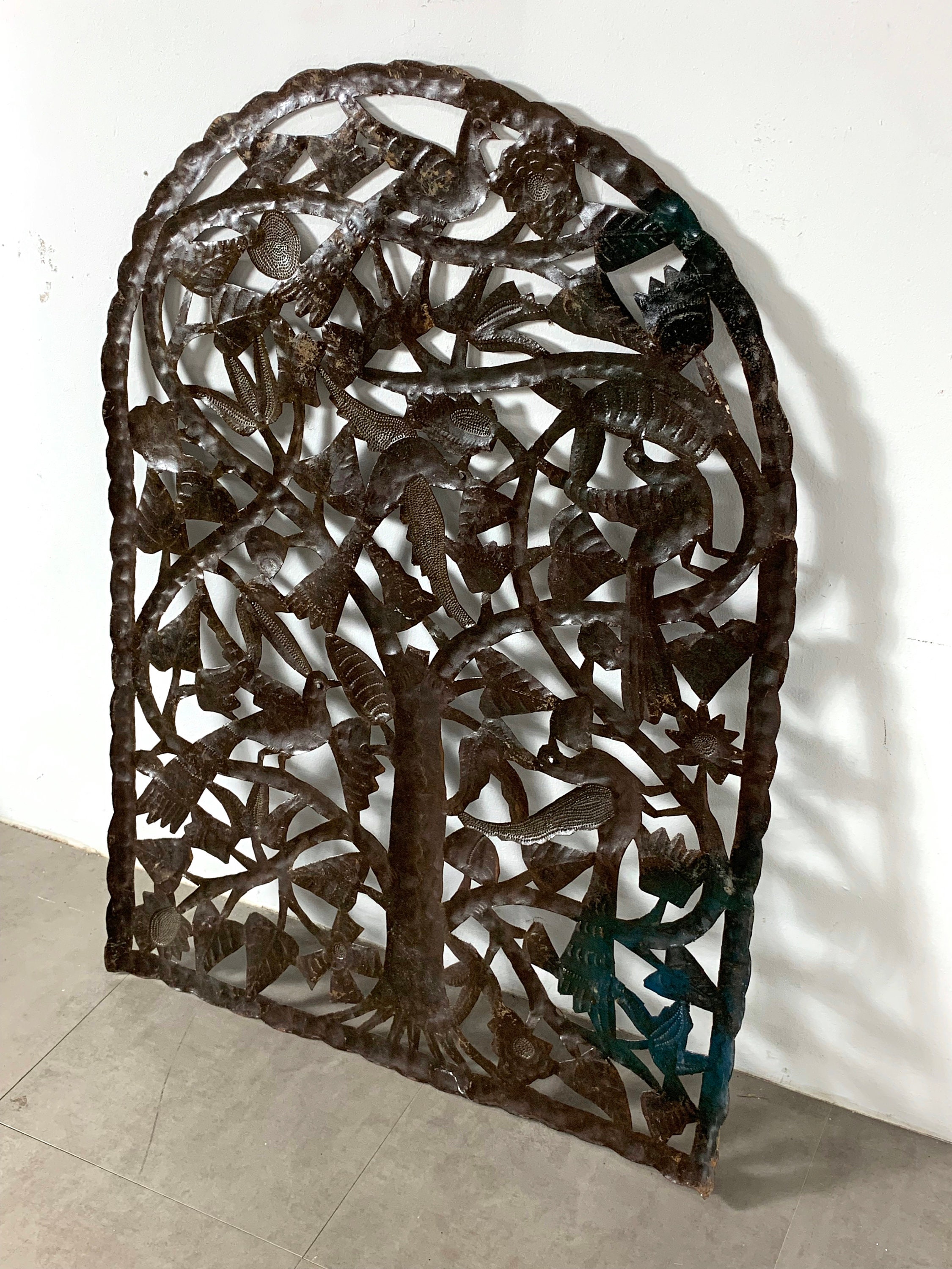 46 Large Signed Tree of Life Metal Wall Sculpture 1970's