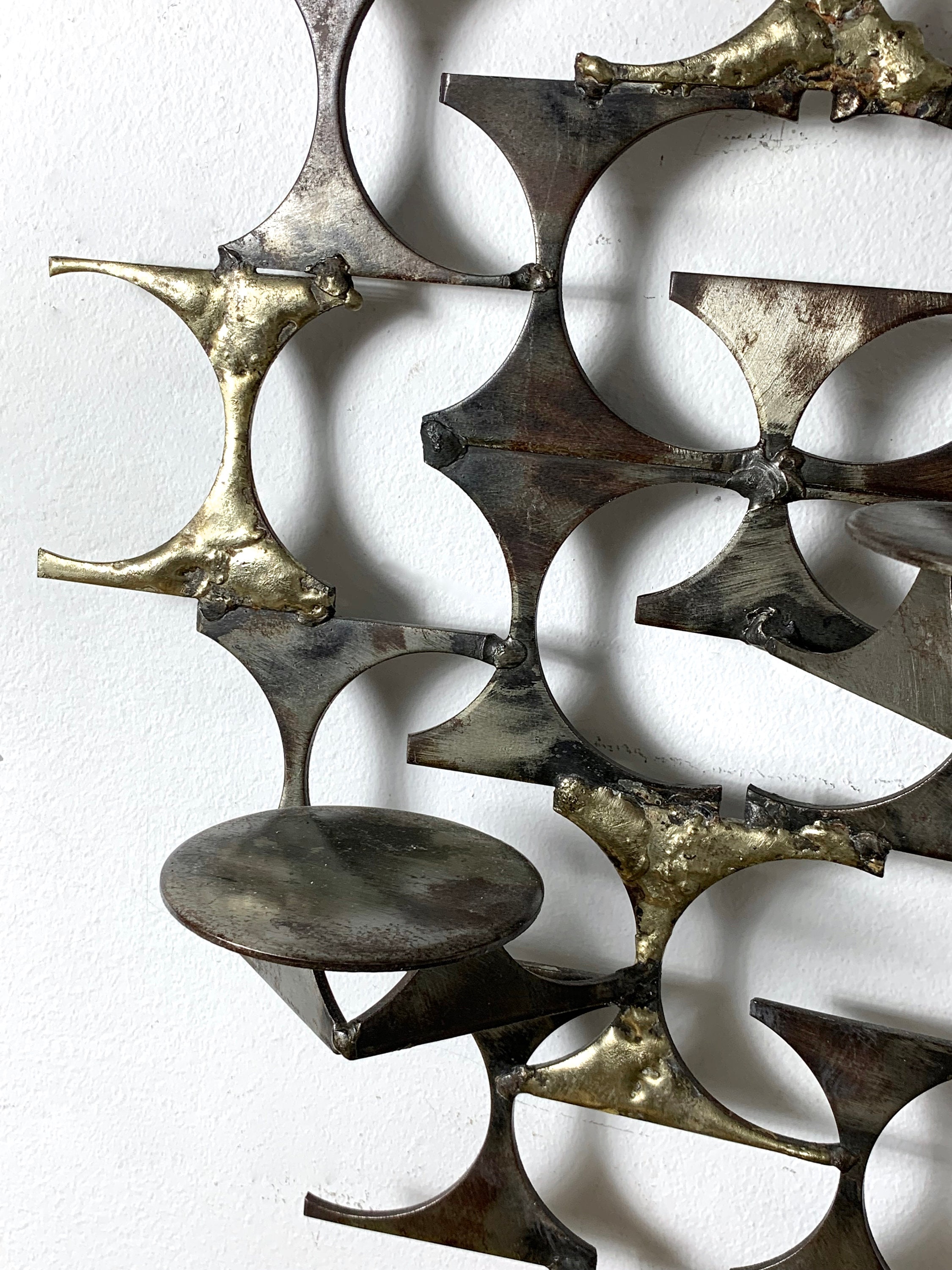 Mid century brutalist candle holder wall sculpture 1970 s