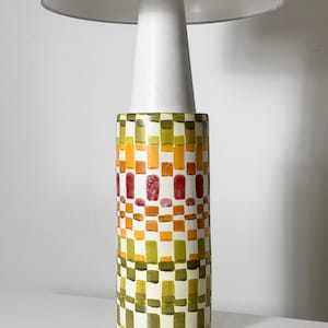 Large Vintage Aldo Londi for Bitossi Rare Hand Painted Colorful Mosaic Lamp 1960s Mid Century Modern Italian image 4