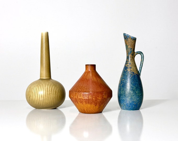 Grouping of Rorstand Ceramic Vases By Gunnar Nylund & Carl Harry Stalhane Sweden 1950s