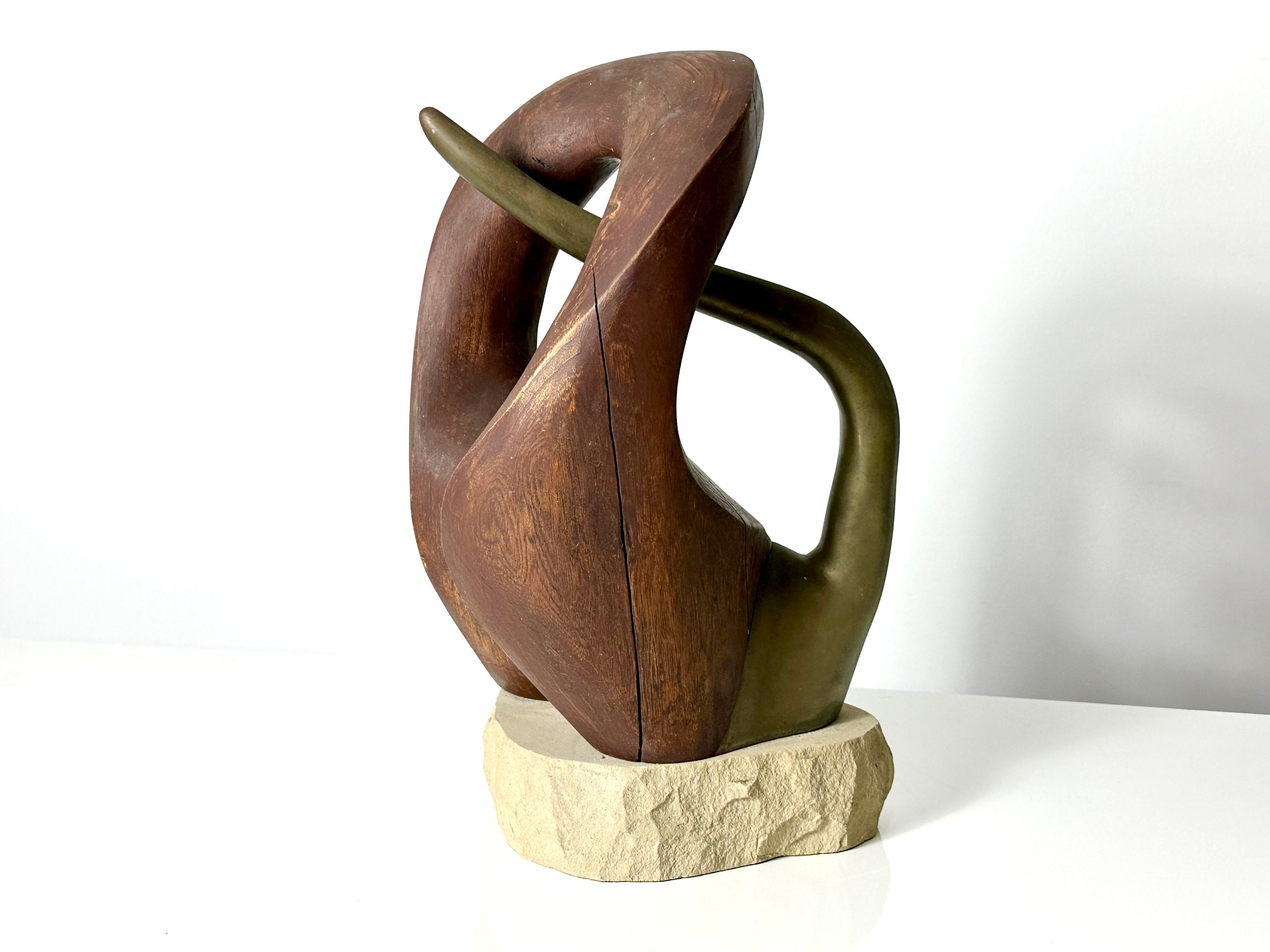 Vintage Mid Century Modern Biomorphic Wood Sculpture – Olson House