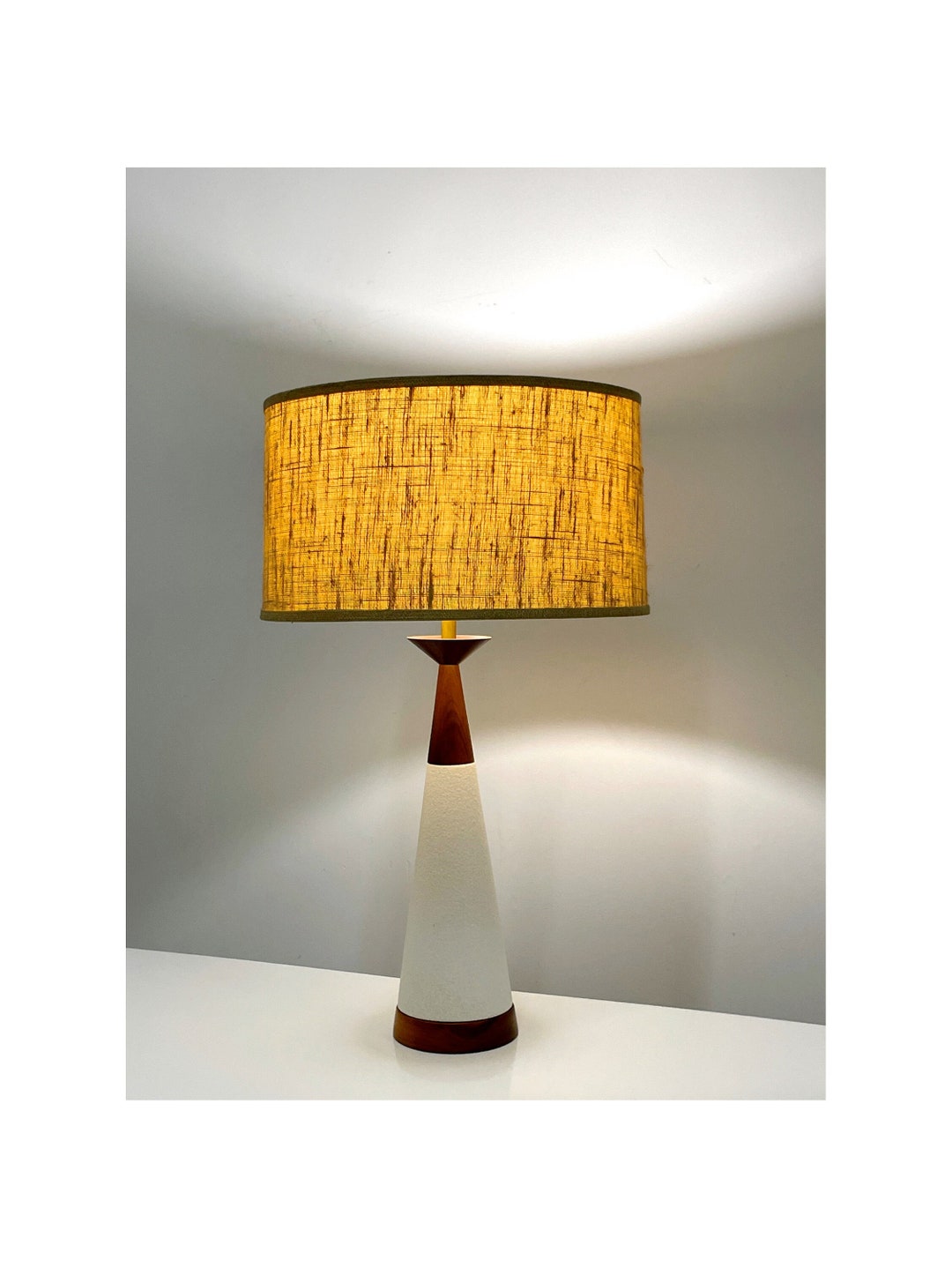 Vintage Mid Century Modern White Ceramic Cone Table Lamp 1960s - Etsy
