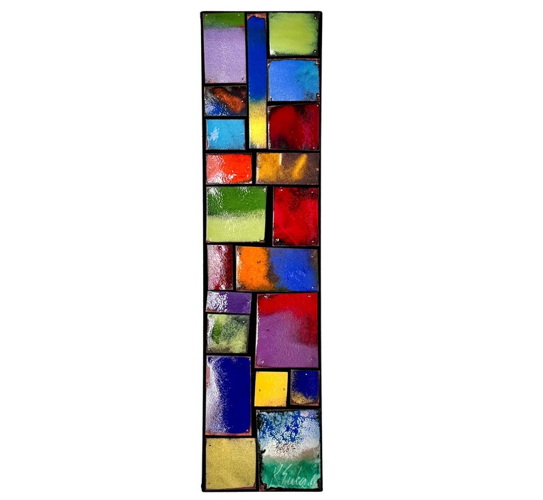 Contemporary Modern Abstract Enameled Copper Mosaic Wall Hanging Sculpture image 1