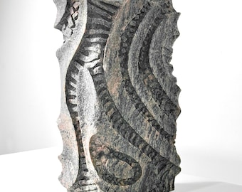 Mid Century Abstract Modernist Granite Sculpture, Hand Carved Organic Relief 1970s
