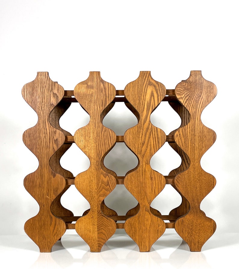 Vintage Mid Century Modern Sculptural Wood Wine Rack 1970s Etsy
