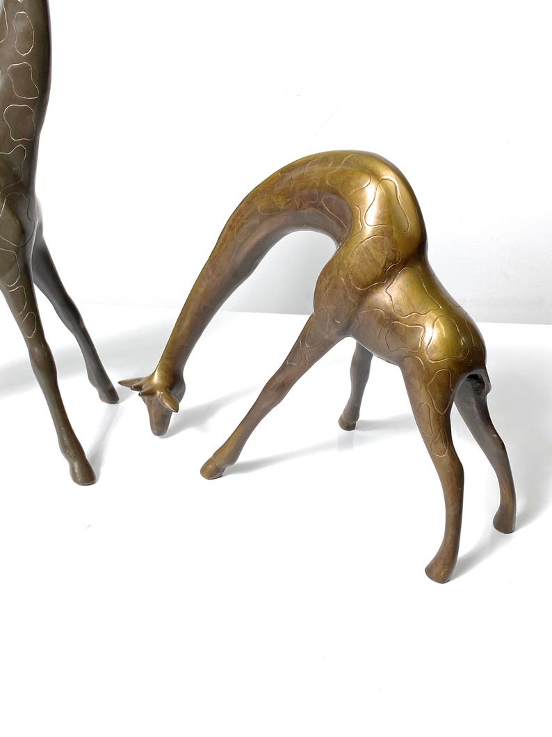 21 Pair Vintage Bronze Brass Figural Giraffe Sculptures 1970s image 6