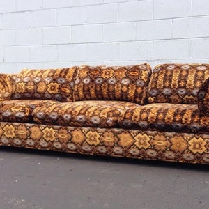 Vintage 70's Velvet Patterened Sofa Tuxedo Style Sofa Attributed To Milo Baughman For Thayer Coggin image 3