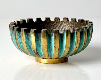 Mid Century Verdigris Bronze Bowl by Maurice Ascalon for Pal Bell Isreal 1950's