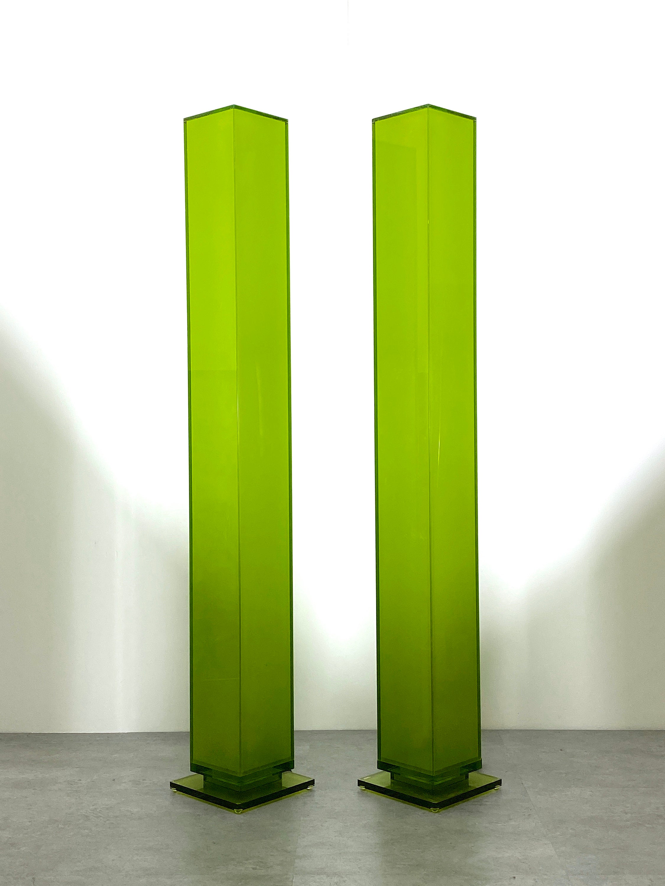 6 Ft Pair of Vintage Green Lucite Column Floor Lamps by Shlomi Etsy
