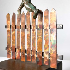 Vintage Curtis Jere Sculpture Bronze Boy Copper Fence 1972 image 7