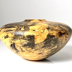 Vintage Signed Mike Mahoney Birdseye Maple Burl Turned Wood Vessel Amercian Studio Craft