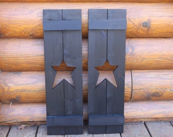 Primitive star shutters. Set of 2.  7"x21"