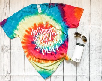 Day Drinking on the River Unisex Tie Dye t-shirt