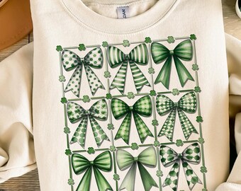 St Patricks Day Bow Collage Tshirt Design, Sublimation Designs for Shirts, Mugs, Trending, Coquette Png Design,Instant Digital Download