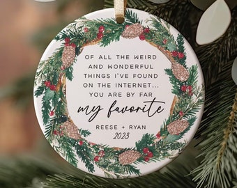 Online Dating Ornament, Photo Ornament, Favorite Thing on The Internet, for Boyfriend, Girlfriend, Personalized Ornament for New Couple