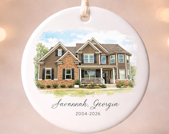 Moved to New State Watercolor House Ornament, Personalized Home Christmas Ornament, Christmas Ornament Gift, Housewarming