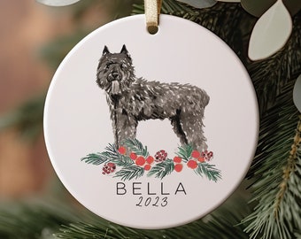 Bouvier des Flandres Ornament, Custom Dog Ornament, Dog Parents, Custom Christmas Ornament, 2021 Ornament, Personalized Christmas Decoration