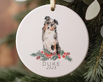 Australian Shepherd Christmas Ornament, Australian Shepherd Christmas Gift, Dog Ornament, Custom Christmas Gift, Personalized Ornament