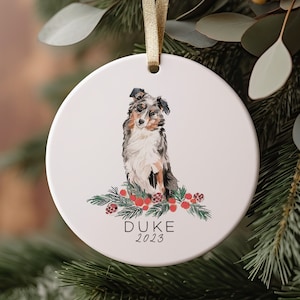 Australian Shepherd Christmas Ornament, Australian Shepherd Christmas Gift, Dog Ornament, Custom Christmas Gift, Personalized Ornament