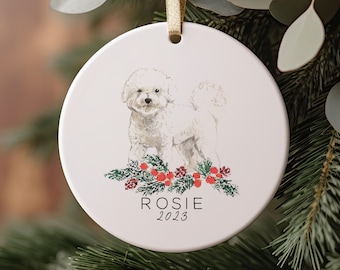 Bichon Frise Ornament, Custom Dog Ornament, Dog Parents, Custom Christmas Ornament, 2021 Ornament, Personalized Christmas Decoration