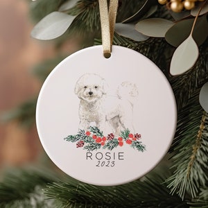 Bichon Frise Ornament, Custom Dog Ornament, Dog Parents, Custom Christmas Ornament, 2021 Ornament, Personalized Christmas Decoration