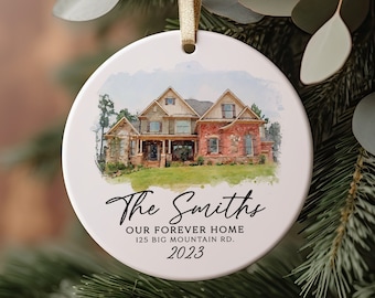 Custom Watercolor House Ornament, Personalized Home Christmas Ornament, Personalized Christmas Ornament Gift, Housewarming