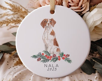 Brittany Spaniel Christmas Ornament, Dog Christmas Gift, Brittany Spaniel, Dog Ornament, Custom, Personalized Ornament