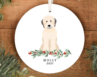 Light Colored Doodle with Dark Ears Christmas Ornament, Multi Colored Labradoodle, Dog Ornament, Golden Doodle Owner, Personalized Ornament