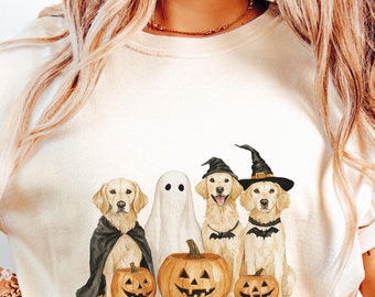 Aquarell Halloween Hunde Png Design, Golden Retriever Sublimation Png Design, Tshirt Grafik, Becher Png, digitaler Download, Clip Art Datei