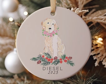 Cream Doodle Christmas Ornament, Multi Colored Labradoodle, Dog Ornament, Golden Doodle Owner, Personalized Ornament, Yelllow Doodle, Poodle