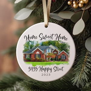 Custom Home Ornament, Custom Watercolor House Christmas Ornament,Personalized Christmas Ornament Gift, Housewarming