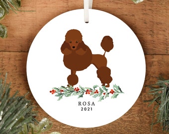 Red Poodle Christmas Ornament, Standard Poodle Christmas Gift, Apricot Poodle, Dog Ornament, Custom Christmas Gift, Personalized Ornament