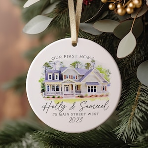 New or First Home Ornament, Custom Watercolor House Christmas Ornament,Personalized Christmas Ornament Gift, Housewarming