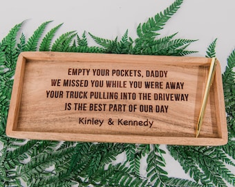 Personalized Empty your Pockets Daddy Engraved Catch All Tray, Father's Day Gift, Birthday, Custom Tray for Dad