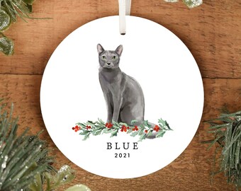 Miniature Gray Cat to Add On Personalized Christmas Ornament Miniature Gray Cat to Add On Personalized Christmas Ornament