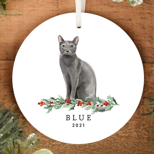 Gray Cat Ornament Personalized / Grey Cat Christmas Ornament / Etsy