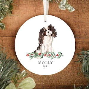 King Charles Spaniel Christmas Ornament, Tri Color Spaniel Christmas Gift, Dog Ornament, Custom Christmas Gift, Personalized Ornament