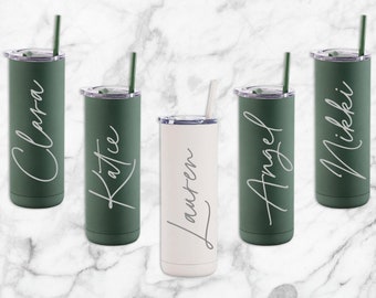 Camp Bachelorette Tumbler with Engraved Name, Matching Bridal Party Cups, Girls Trip Drinking Cups, Woodsy Bachelorette