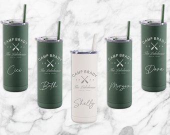 Camp Bachelorette Tumbler with Engraved Personalization, Matching Bridal Party Cups, Girls Trip Drinking Cups, Bach Bash Stainless Steel Mug