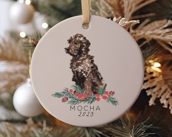 Doodle Christmas Ornament, Brown Doodle, Chocolate Golden Doodle, Labradoodle, Dog Ornament, Golden Doodle Owner, Personalized Ornament